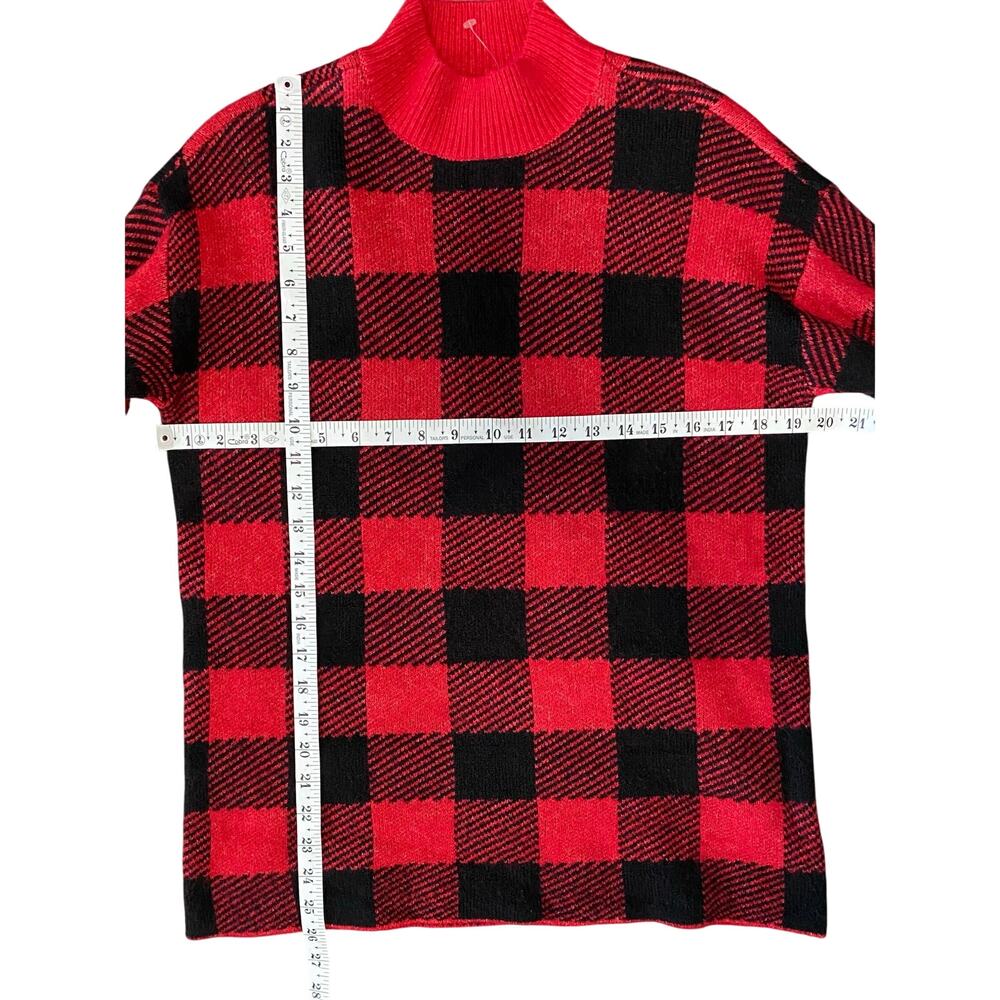 Loft Sweater Womens Size S Red and Black Buffalo Plaid Mock Neck NWOT - Picture 4 of 6